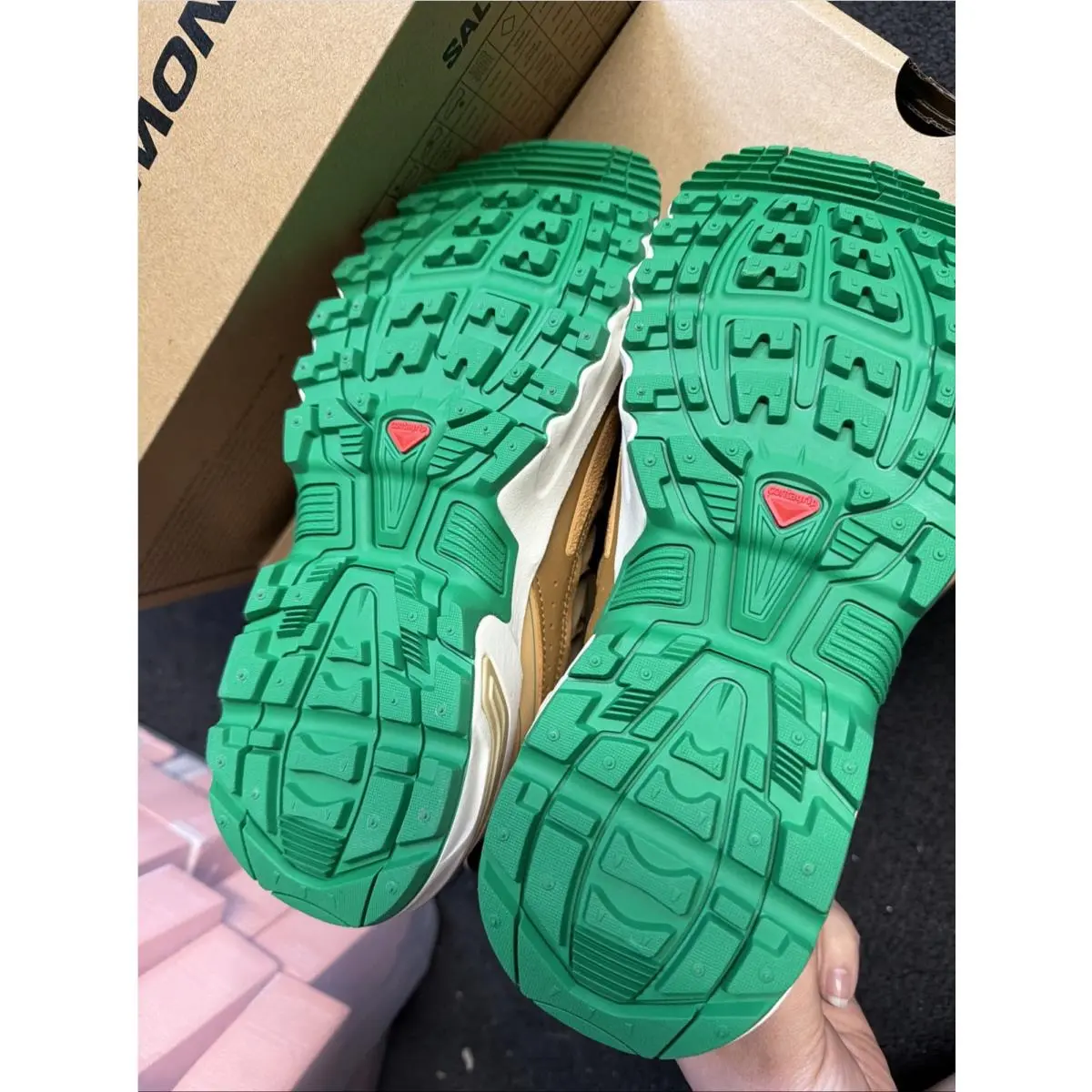Salomon shoes - Tan/Green (UPC: 0195751202848) 2