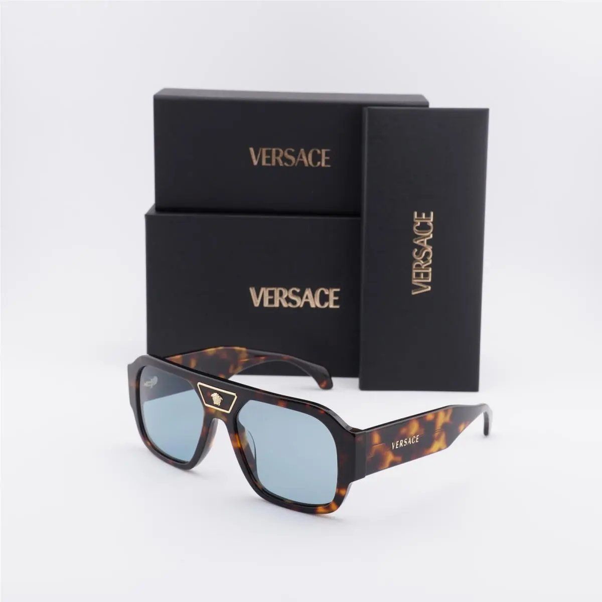 VE4508U 553780 Havana/blue 56-18-140 Sunglasses by Versace