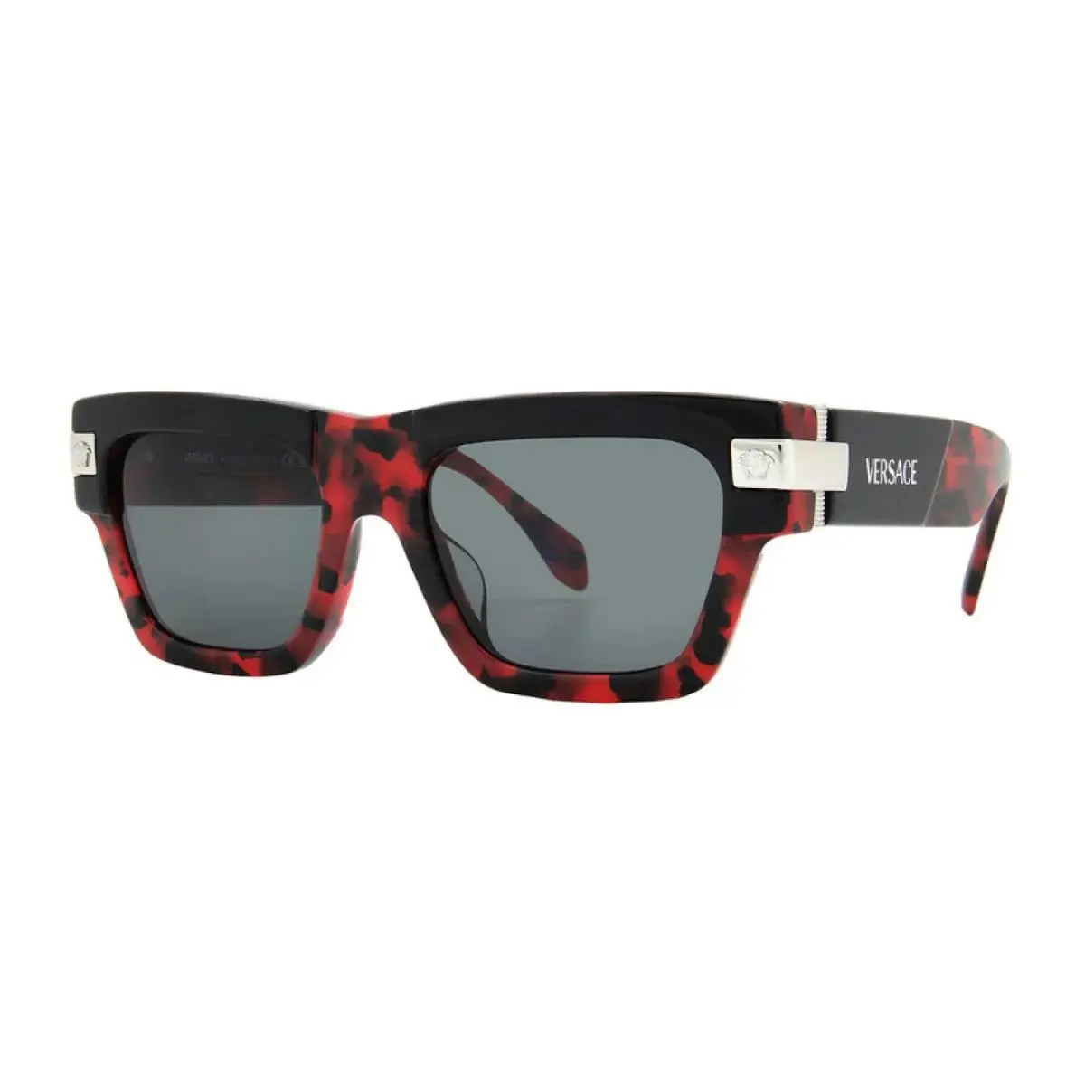 Versace VE4464F 545787 Square Red Havana/gray 55 mm Men`s Sunglasses Frame