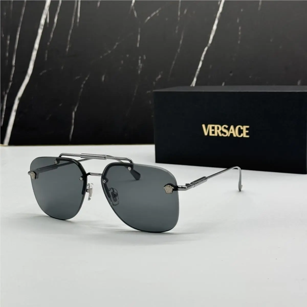 Versace VE2296 1001/87 Pilot Gray Silver Unisex Sunglasses