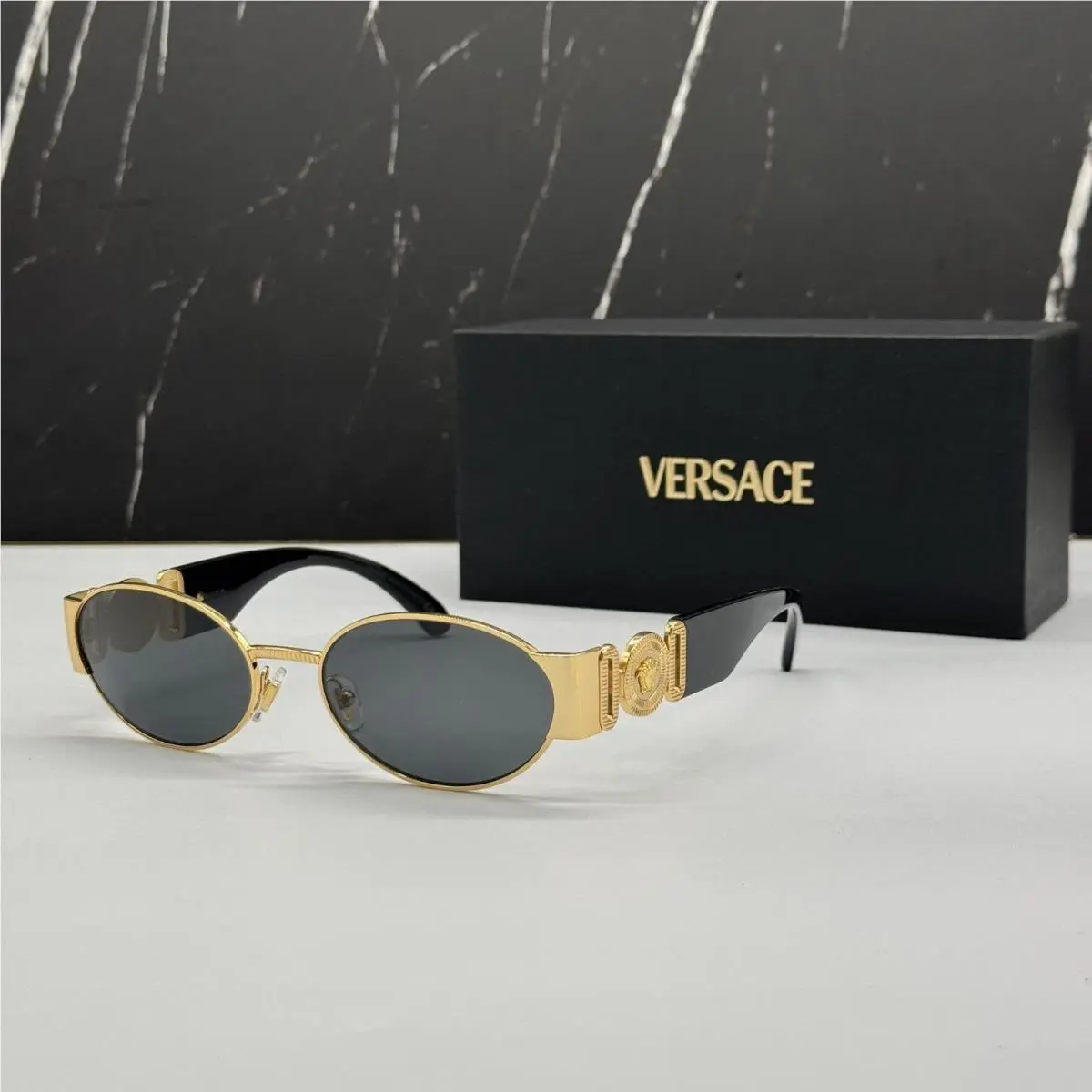 Versace VE2299 1002/87 Round Gray Gold Unisex Sunglasses