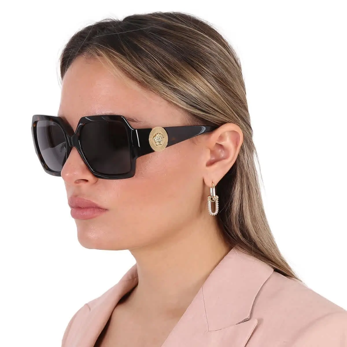 Versace Dark Grey Square Ladies Sunglasses VE4453 108/87 56 VE4453 108/87 56