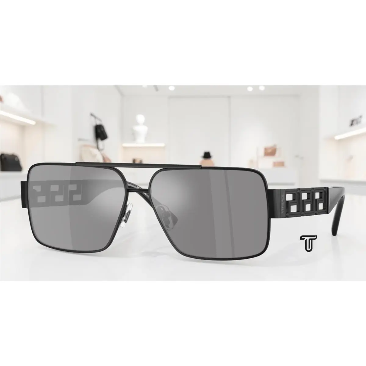 VE2290 12616G Matte Black Dark Grey Mirror Silver 61 mm Men`s Sunglasses by Versace