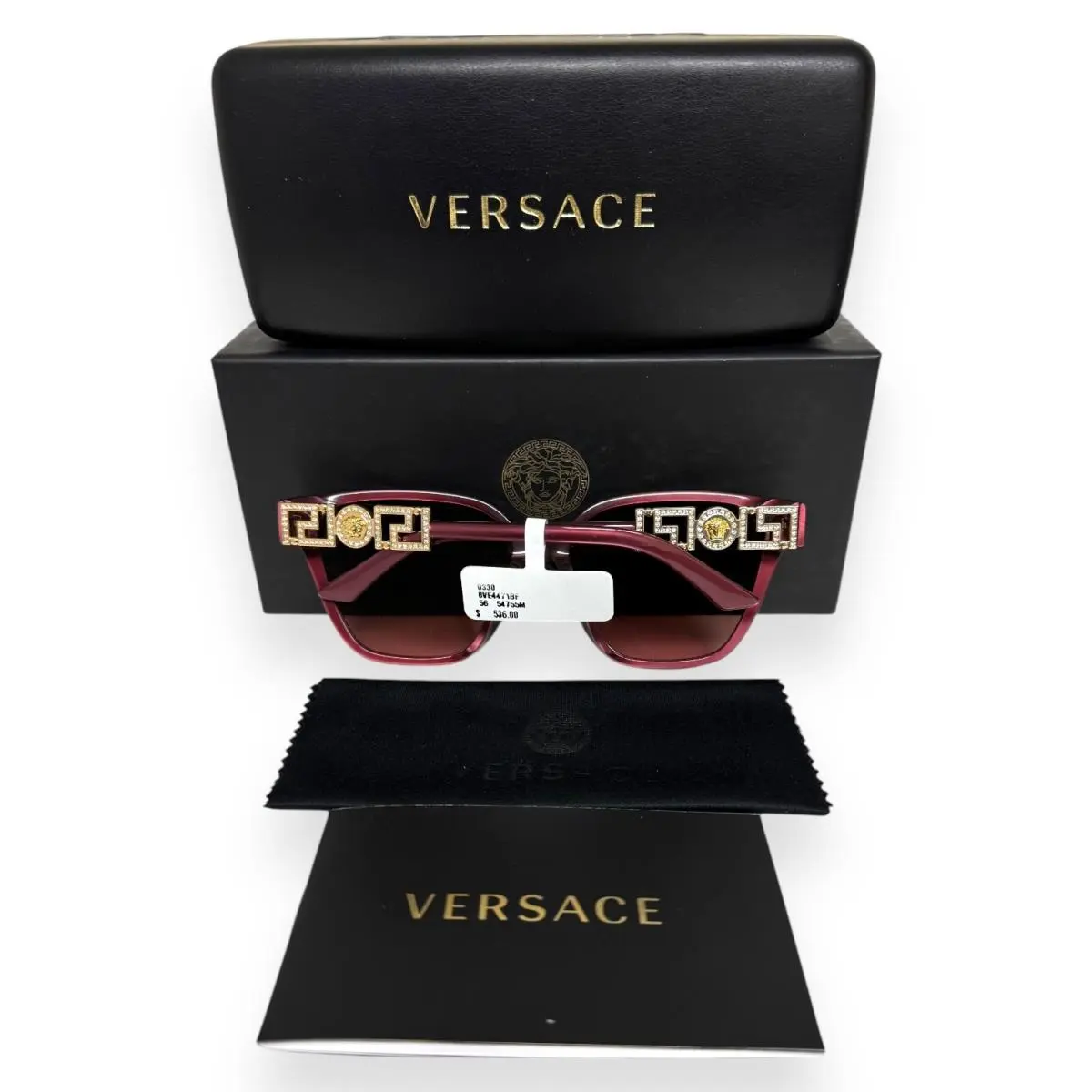 Sunglasses Ruby Red Gold Logo with Crystals VE4471BF 5475/5M with Case by Versace