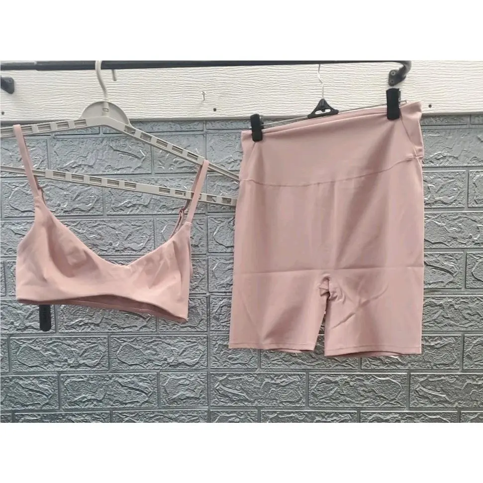 Skims Micro Scoop Bra Biker Short Set Himalayan Pink Size Medium
