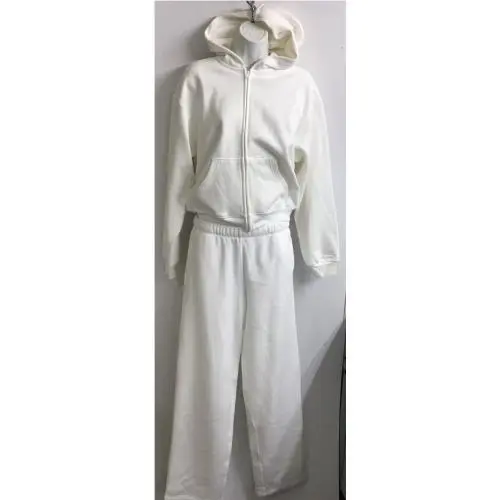 Skims Sweatsuit White Zip Up Hoodie XS Fleece Straight Leg Xxs