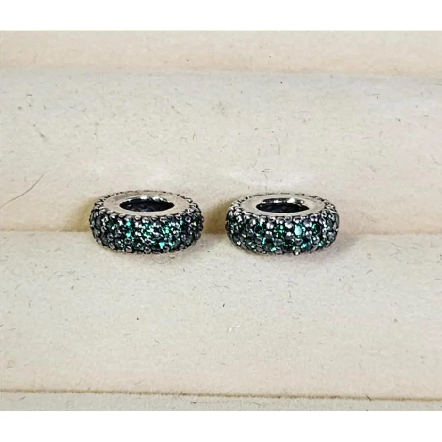 2  Emerald Green CZ Pave Sparkle Inspiration Within Spacer Bead Charm by Pandora