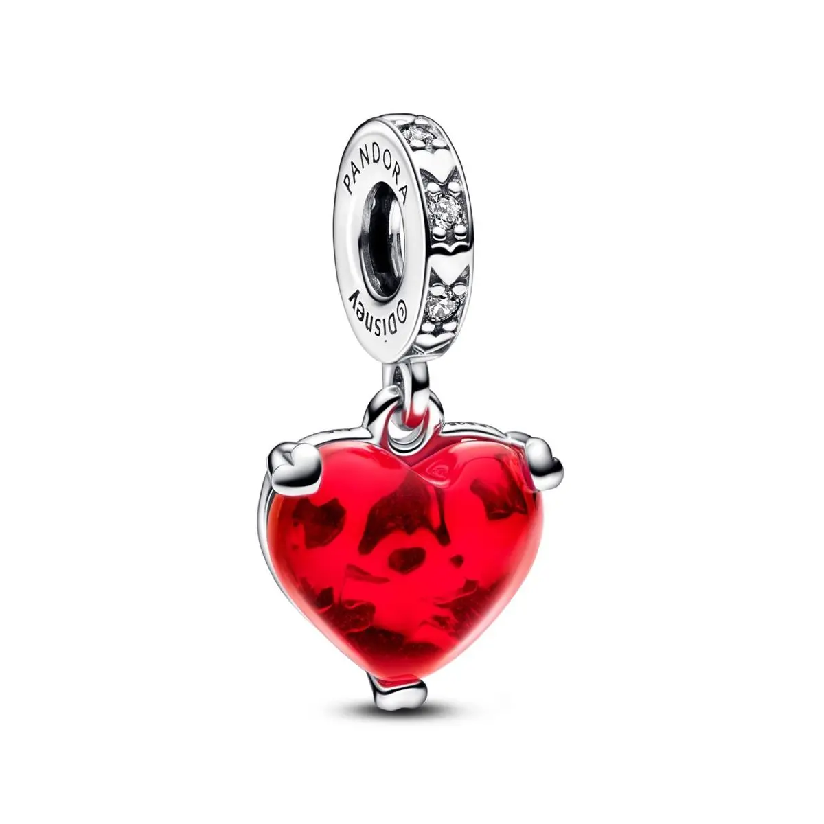Pandora Disney Mickey Minnie Mouse Kiss Red Murano Glass Dangle Charm