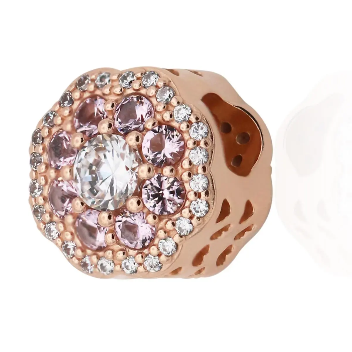 Pandora Pink Sparkle Flower Charm Crystal Women`s Jewelry 787851NPM