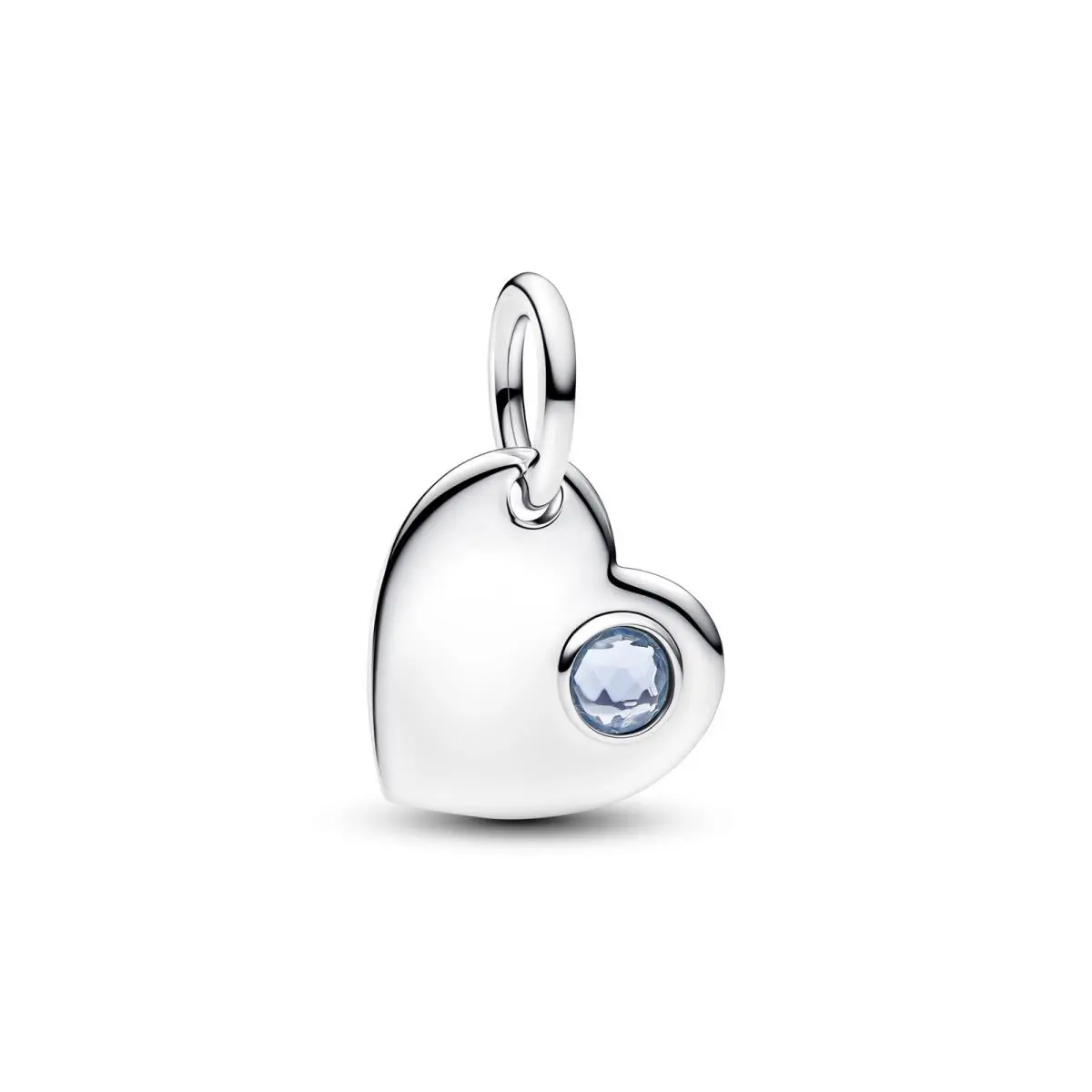 Pandora March Engravable Aqua Blue Stone Heart Dangle Charm 794295C03
