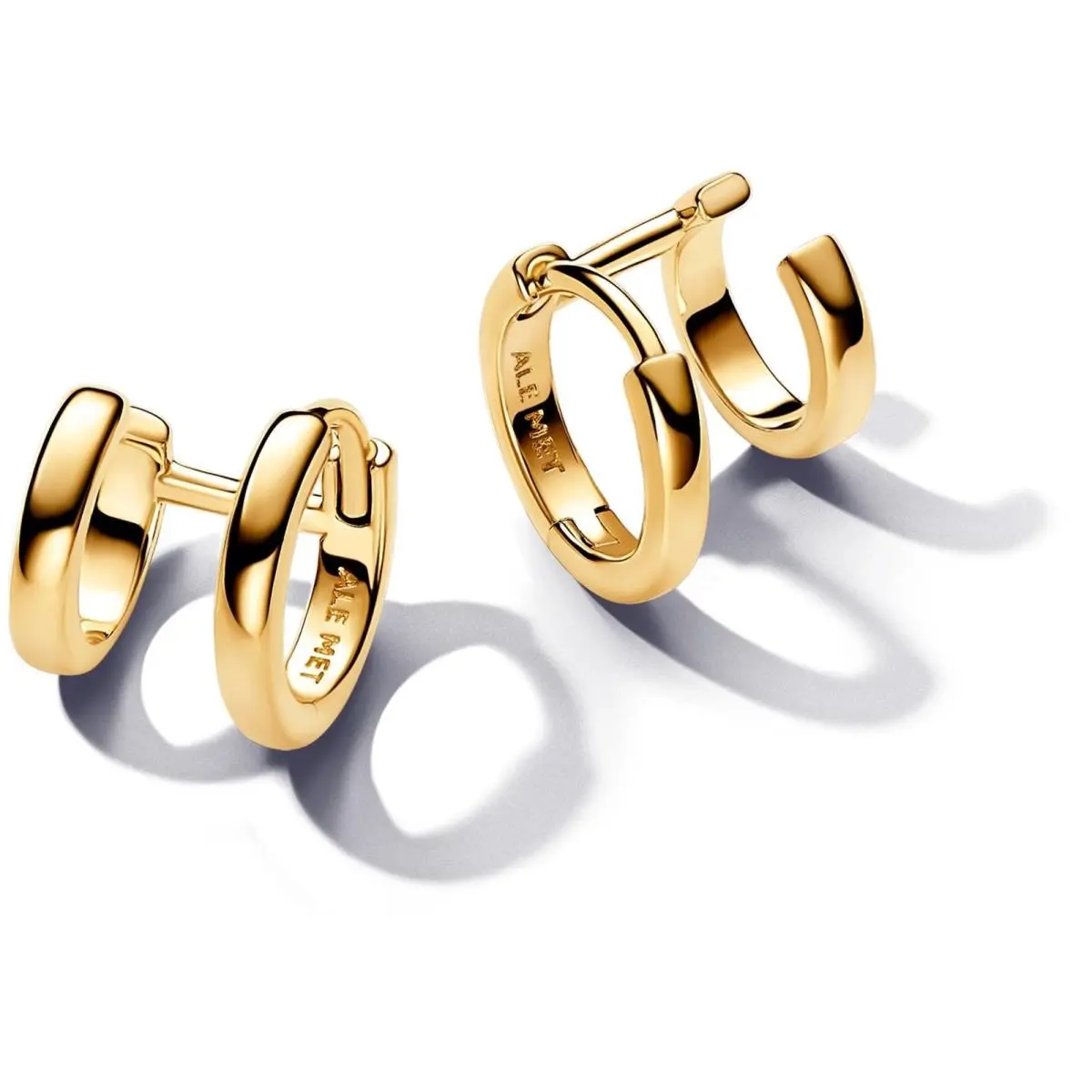 Pandora Double Huggie Hoop Earrings 14k Gold Plating 263280C00