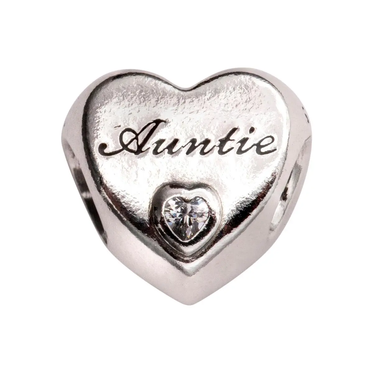 Pandora Auntie Heart Sterling Silver Charm with Clear Cubic Zirconia - 798261CZ