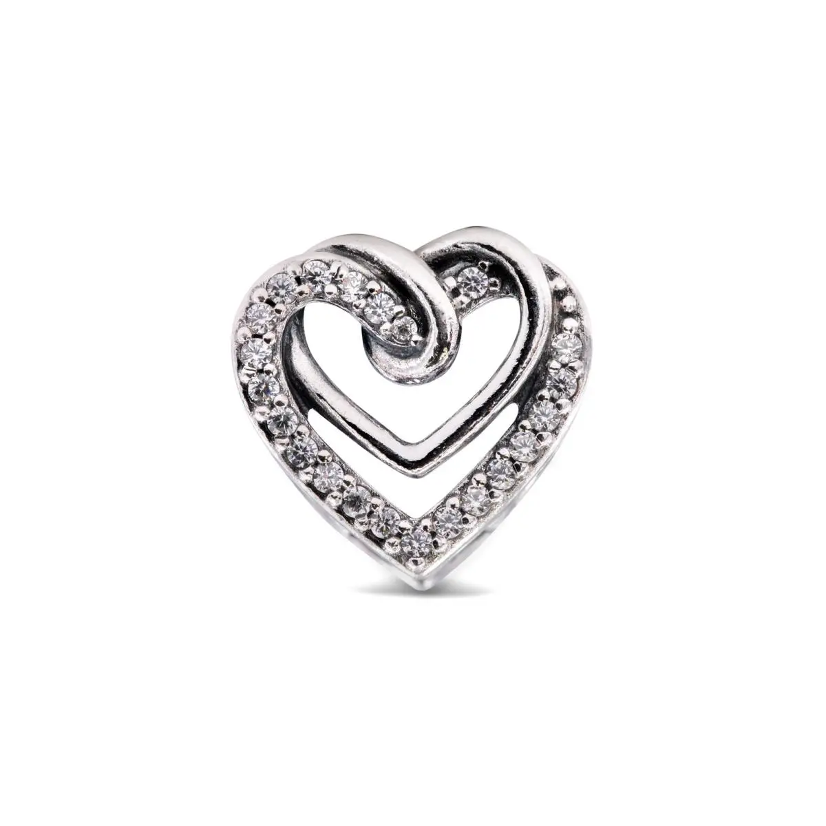 Pandora People Sparkling Entwined Hearts Charm - 799270C01