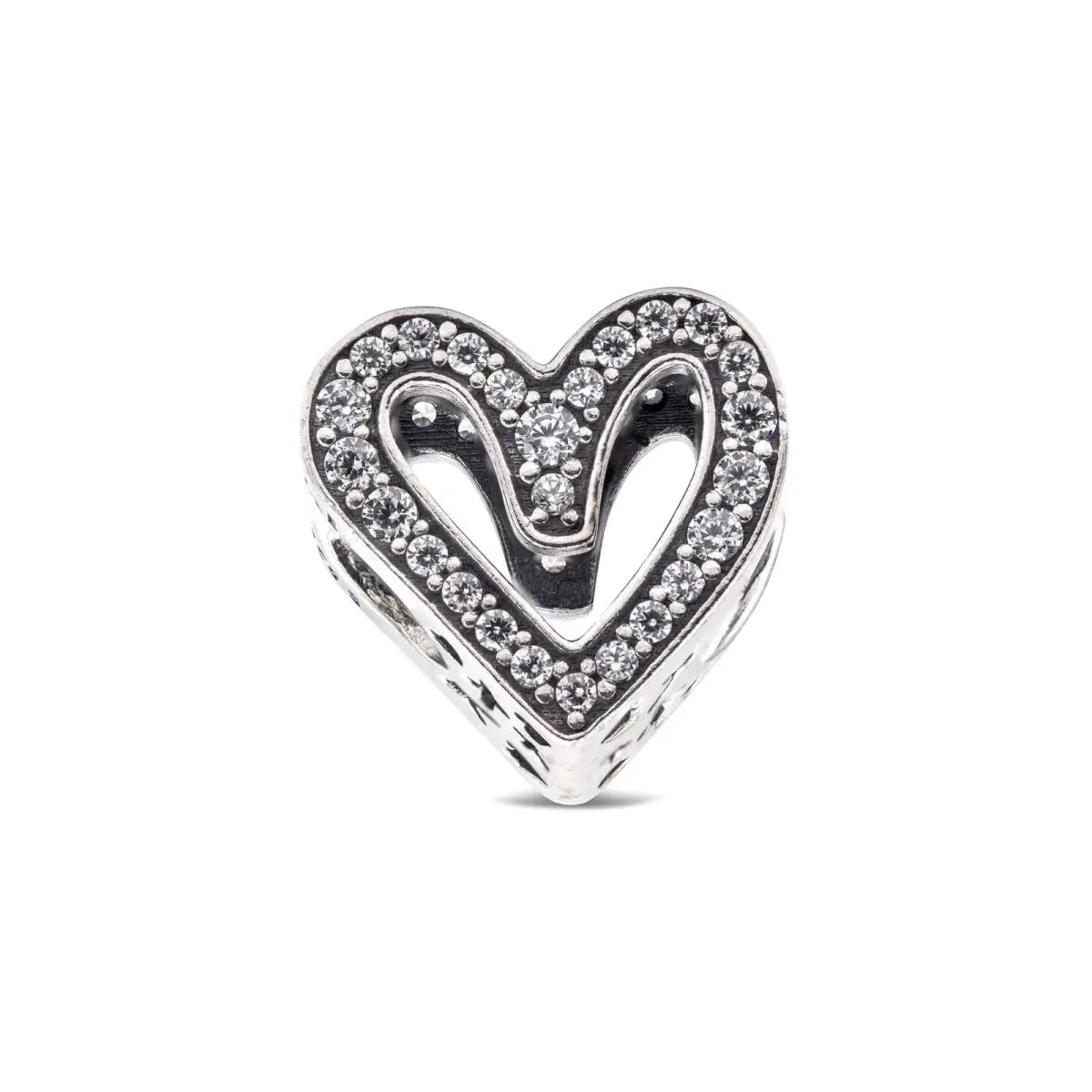 Pandora Sparkling Freehand Heart Charm Sterling Silver Women`s Jewelry 798692C01
