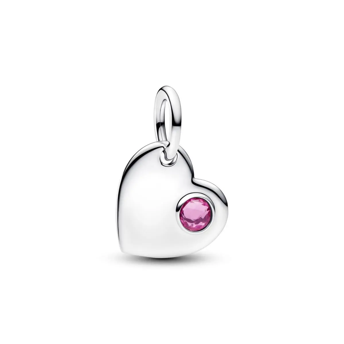 Pandora October Engravable Pink Stone Heart Dangle Charm 794295C10