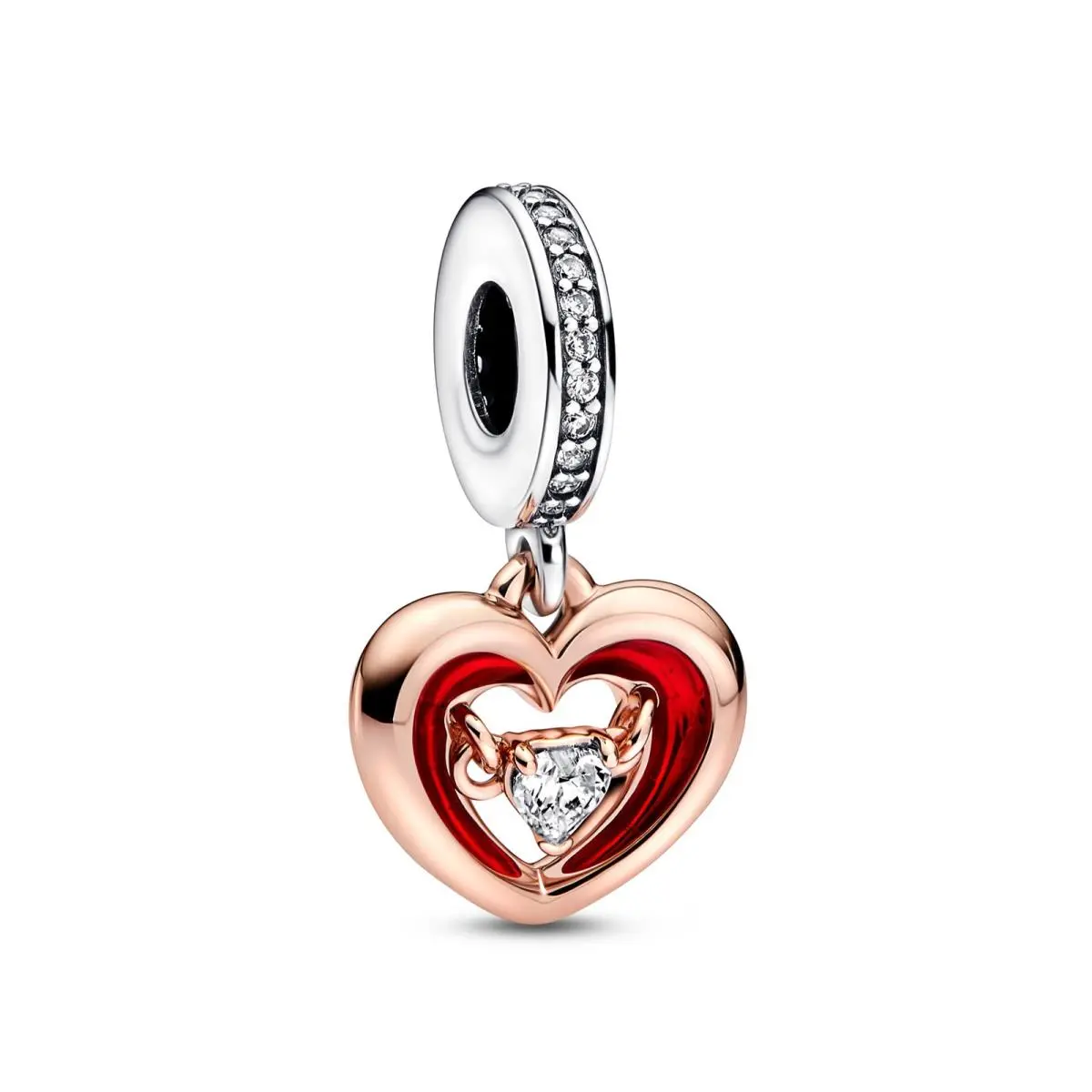 Two-tone Radiant Heart Dangle Charm 782450C01 by Pandora