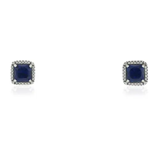 Pandora Silver True Blue Crystal Square Clear CZ Earrings - 290591NBT