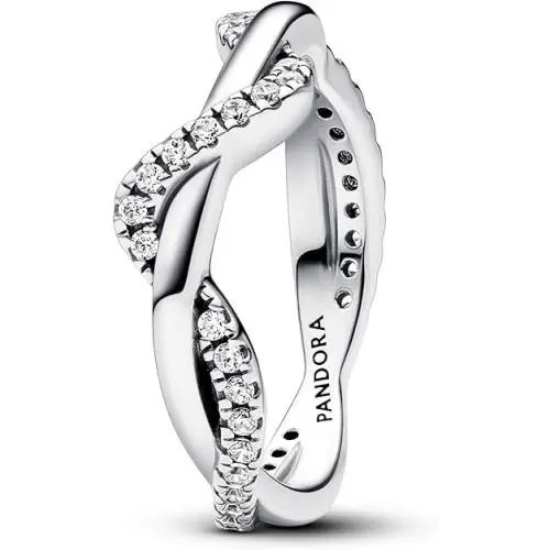 Pandora Sparkling Intertwined Wave Ring 193098C01-52