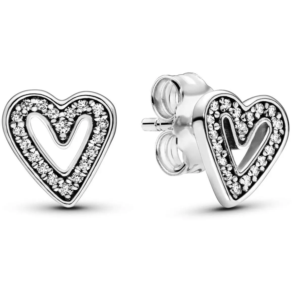 Pandora Sparkling Freehand Heart Stud Earrings 298685C01