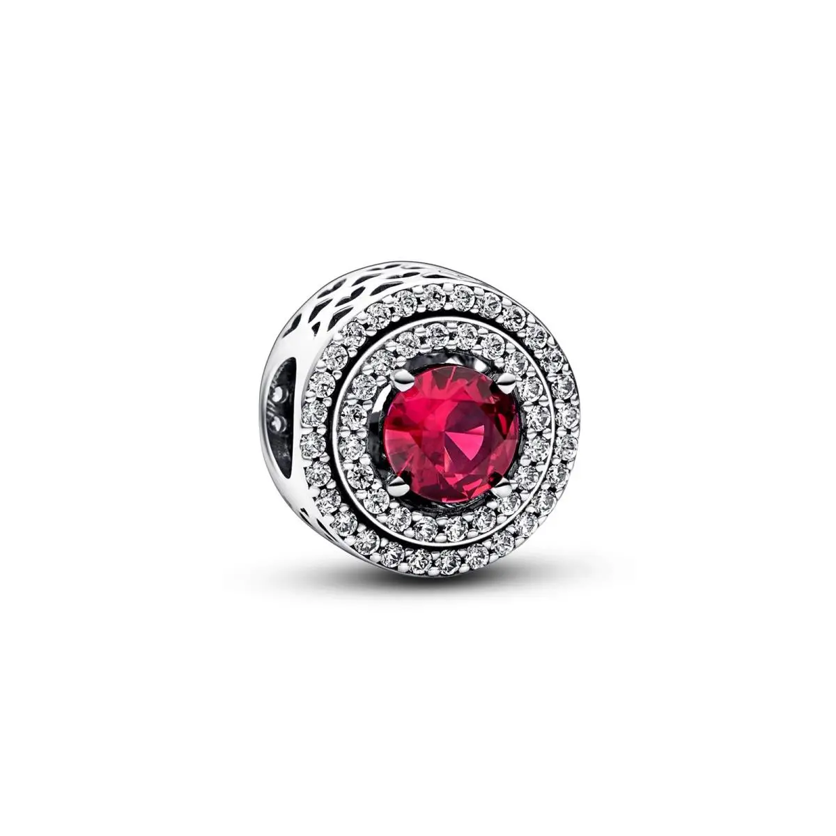 Pandora Red Sparkling Leveled Round Charm 792418C01