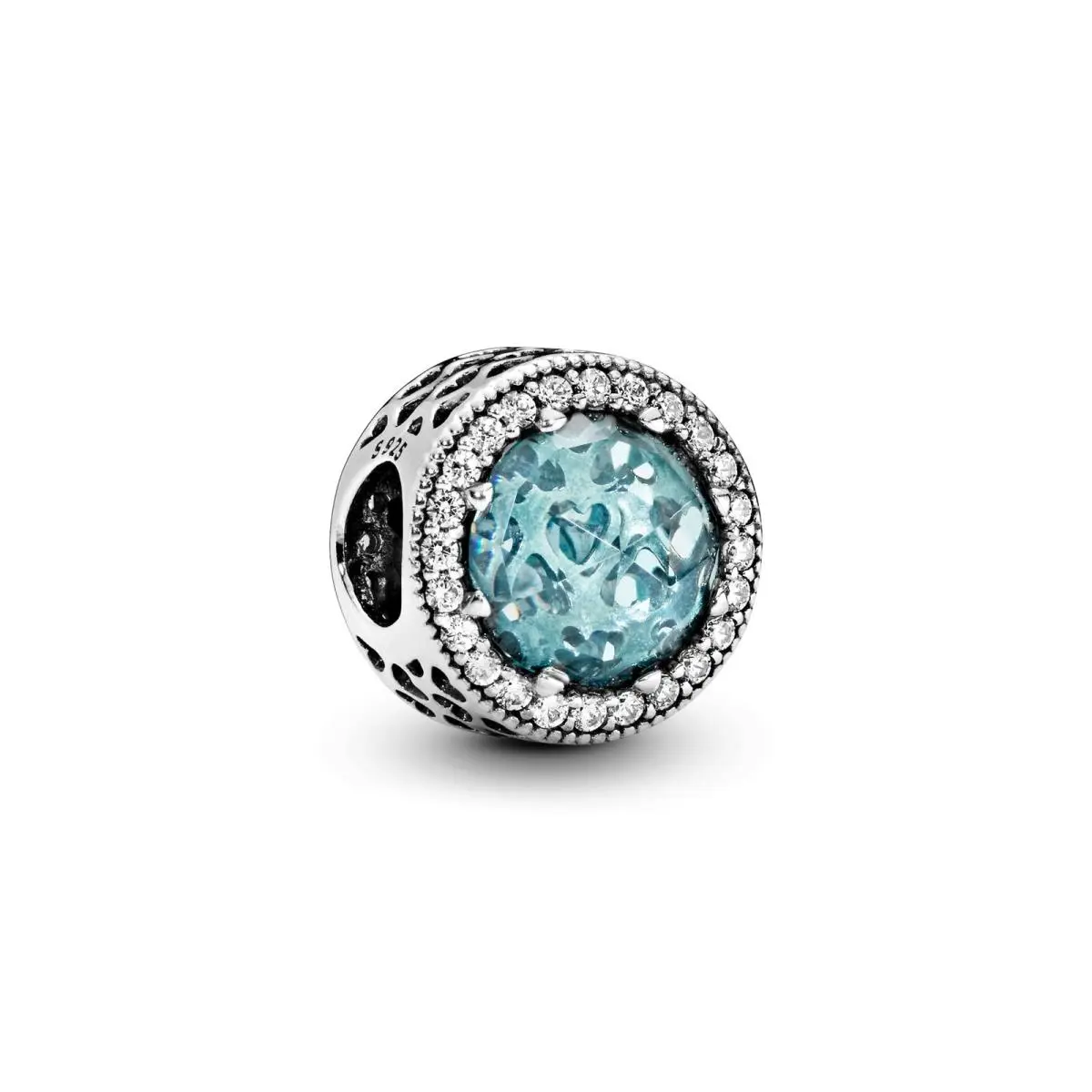 Pandora Glacier Blue Radiant Hearts Charm - 791725NGL