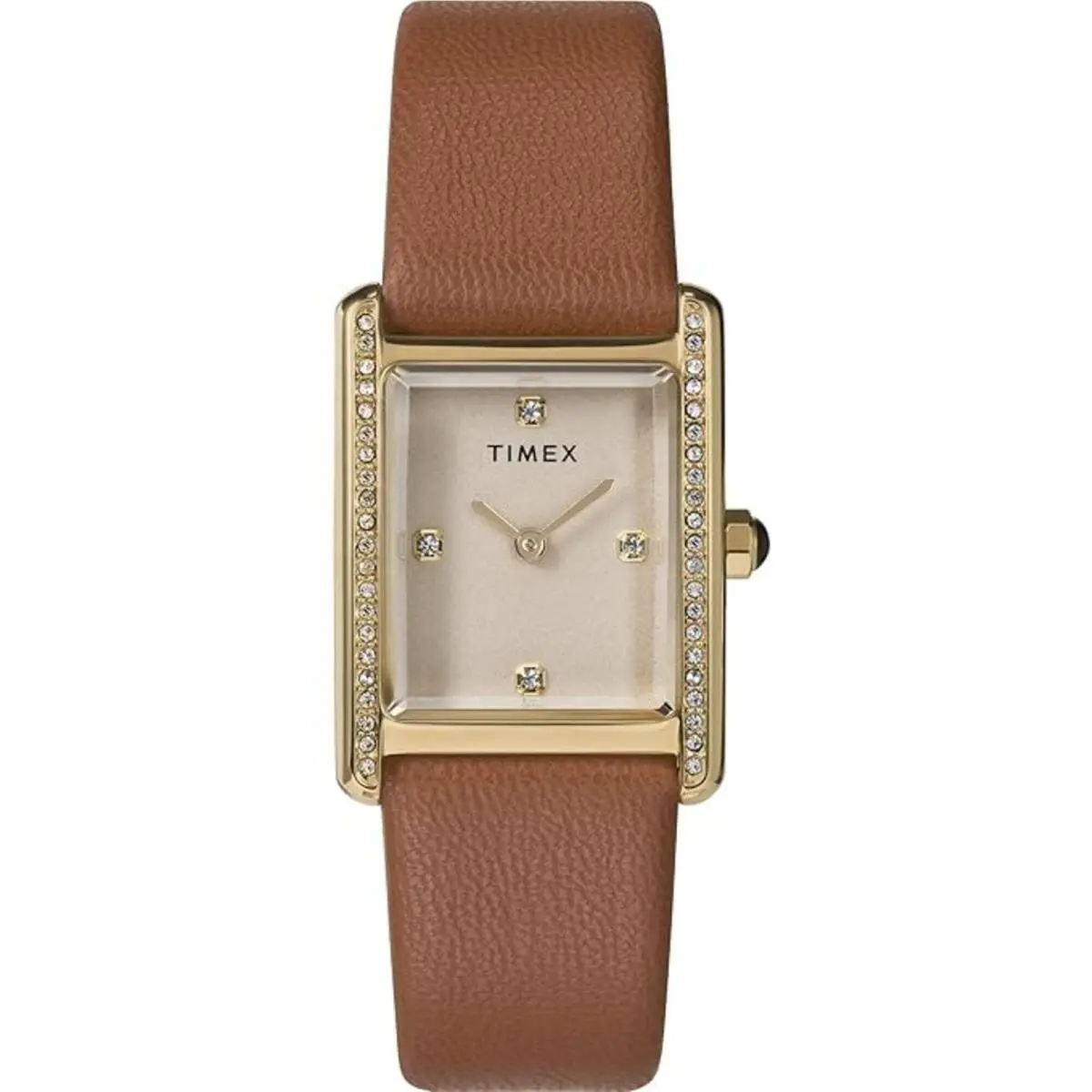 Timex Women`s Watch Hailey Quartz Champagne Dial Brown Leather Strap TW2W63900VQ - Dial: Champagne, Band: Brown