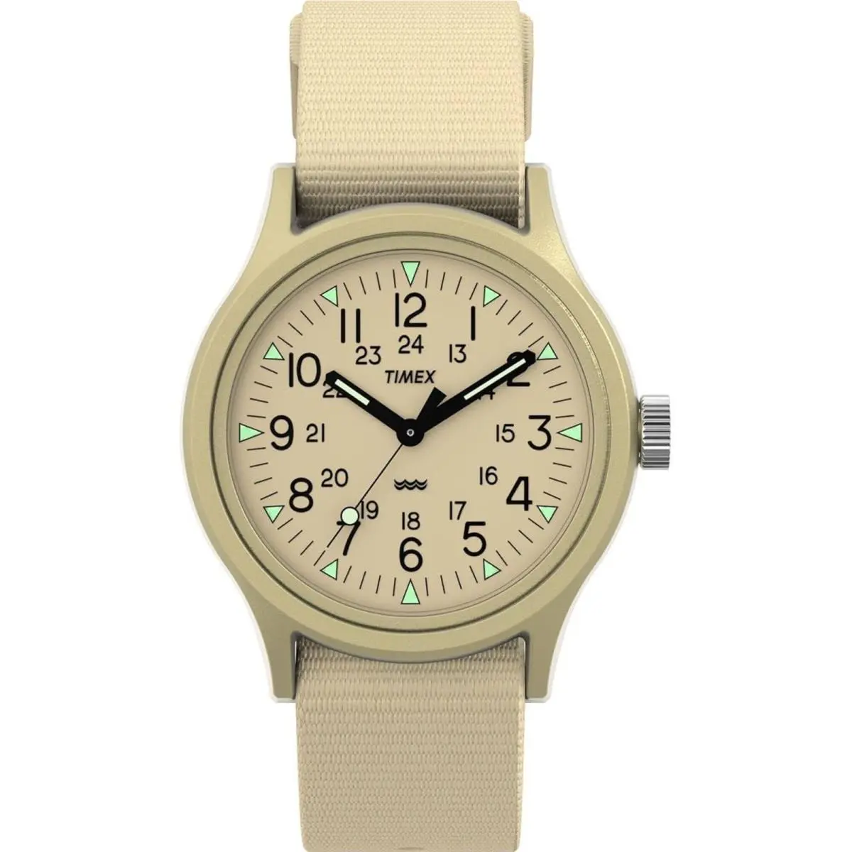 Timex Men`s Watch Mk1 Quartz Beige Resin Case Slip-thru Fabric Strap TW2Y19800VQ