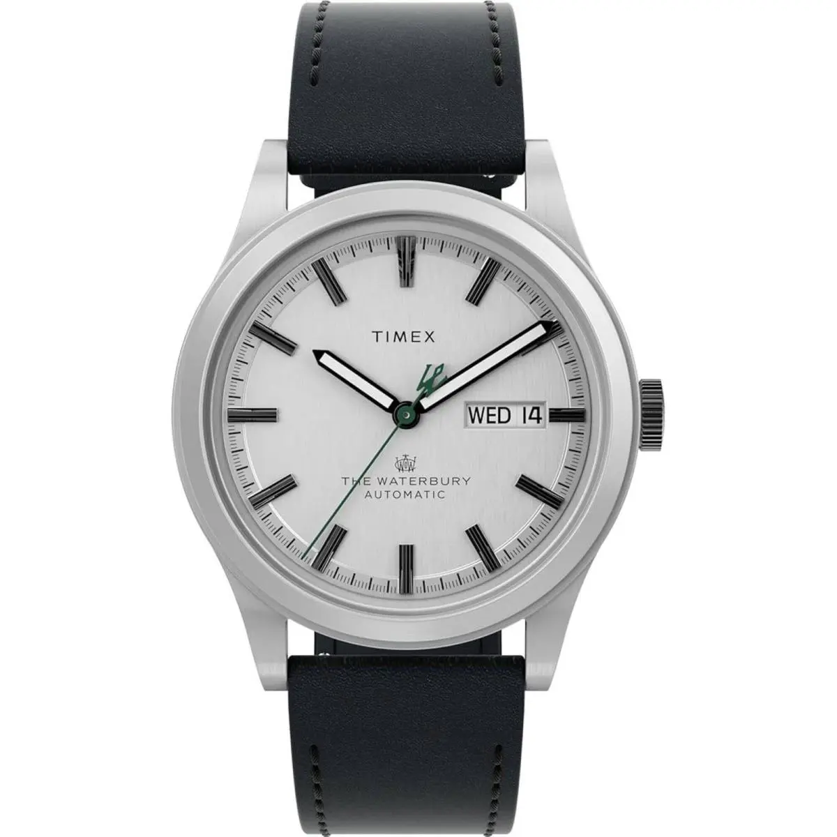 Men`s Watch Waterbury Automatic Silver Tone Dial Leather Strap TWH6Z6710VQ by Timex