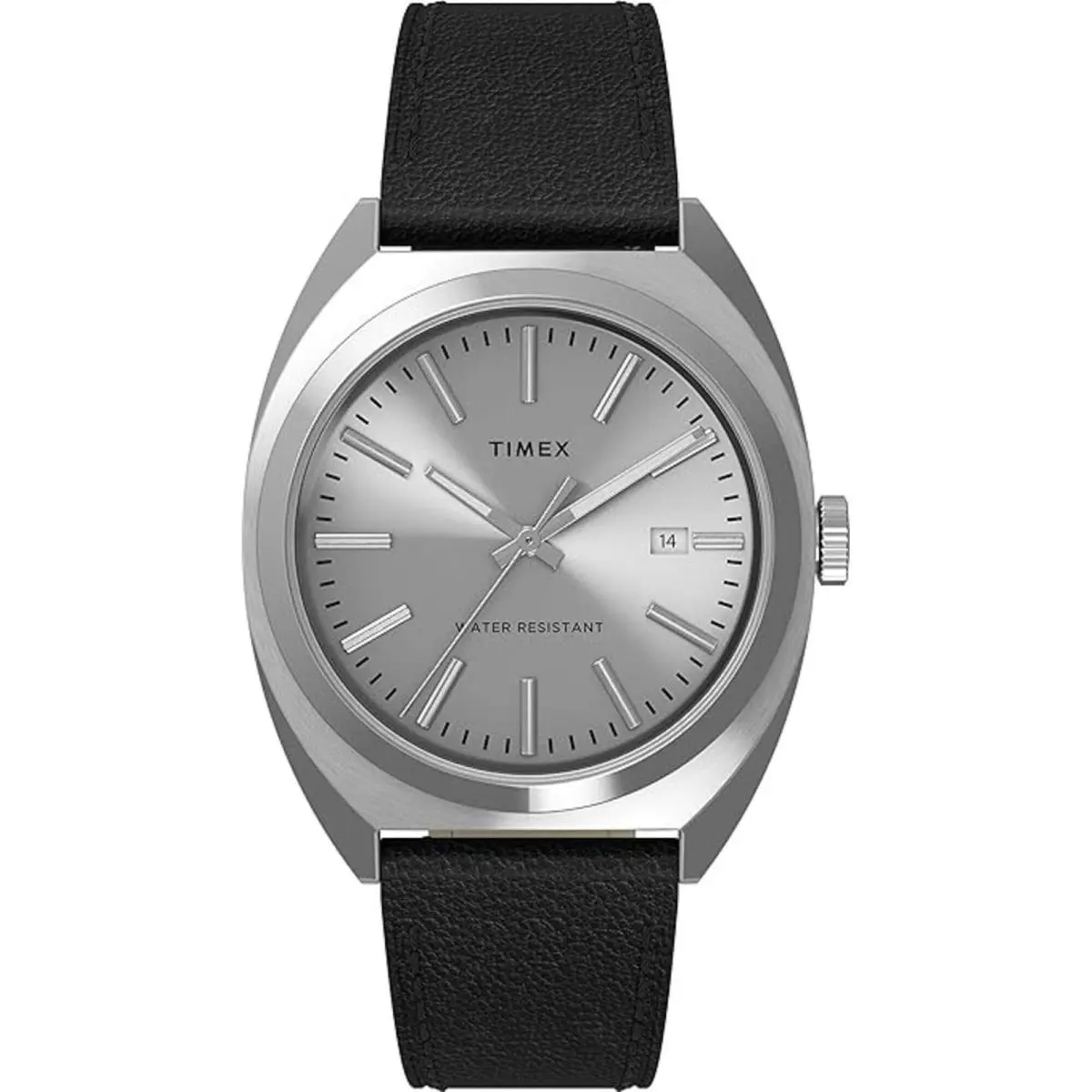 Men`s Watch Milano Quartz Silver Dial Black Leather Strap TW2U15900VQ by Timex
