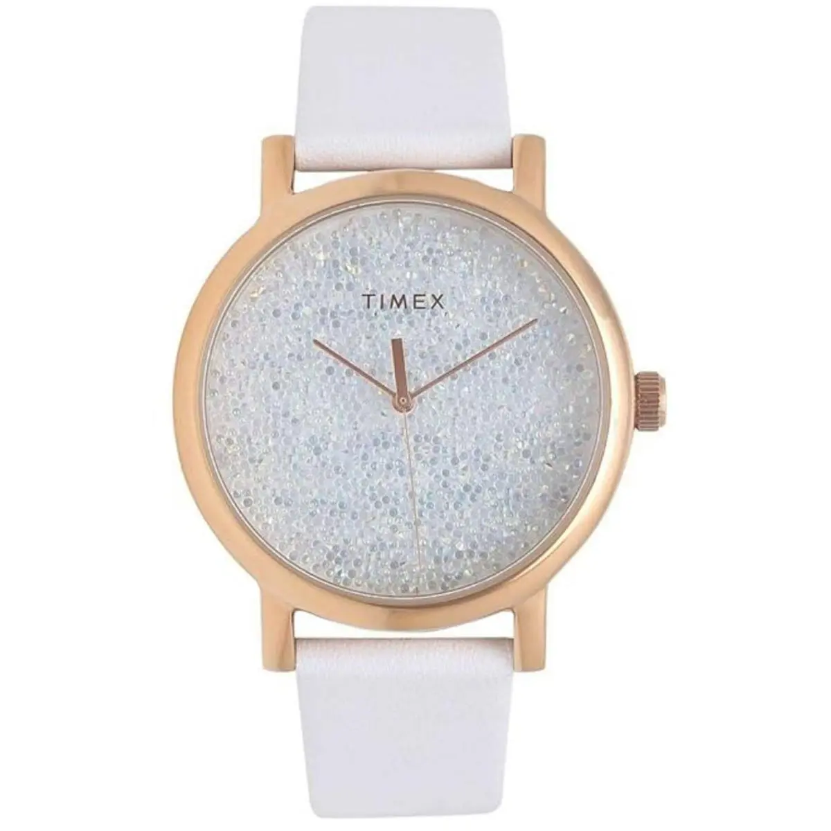 Timex Women`s Watch Crystal Opulence Quartz White Dial Leather Strap TW2R95000JT - Dial: White, Band: White