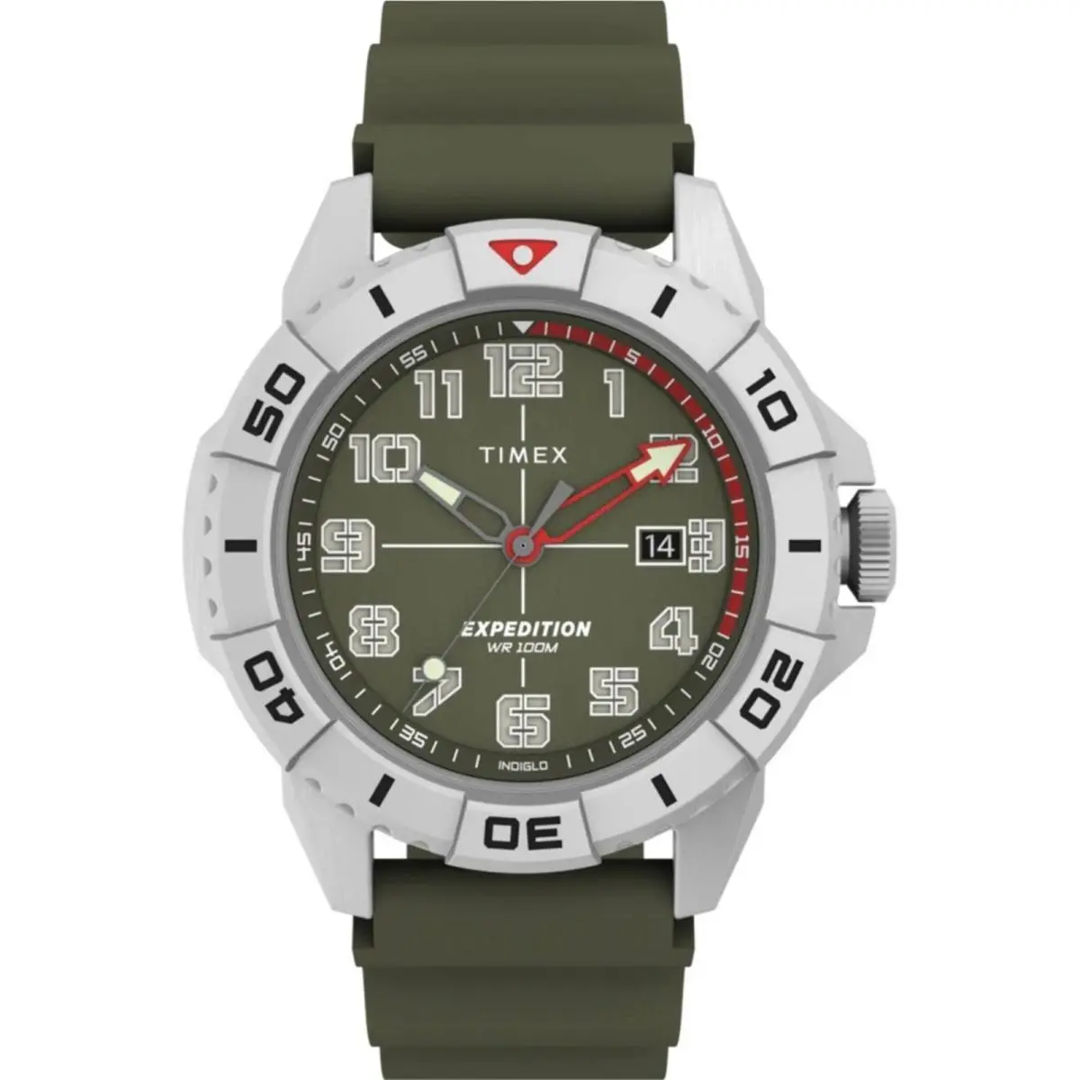 Men`s Watch Expedition North Ridge Green Dial Silicone Strap TW2V40700JR by Timex