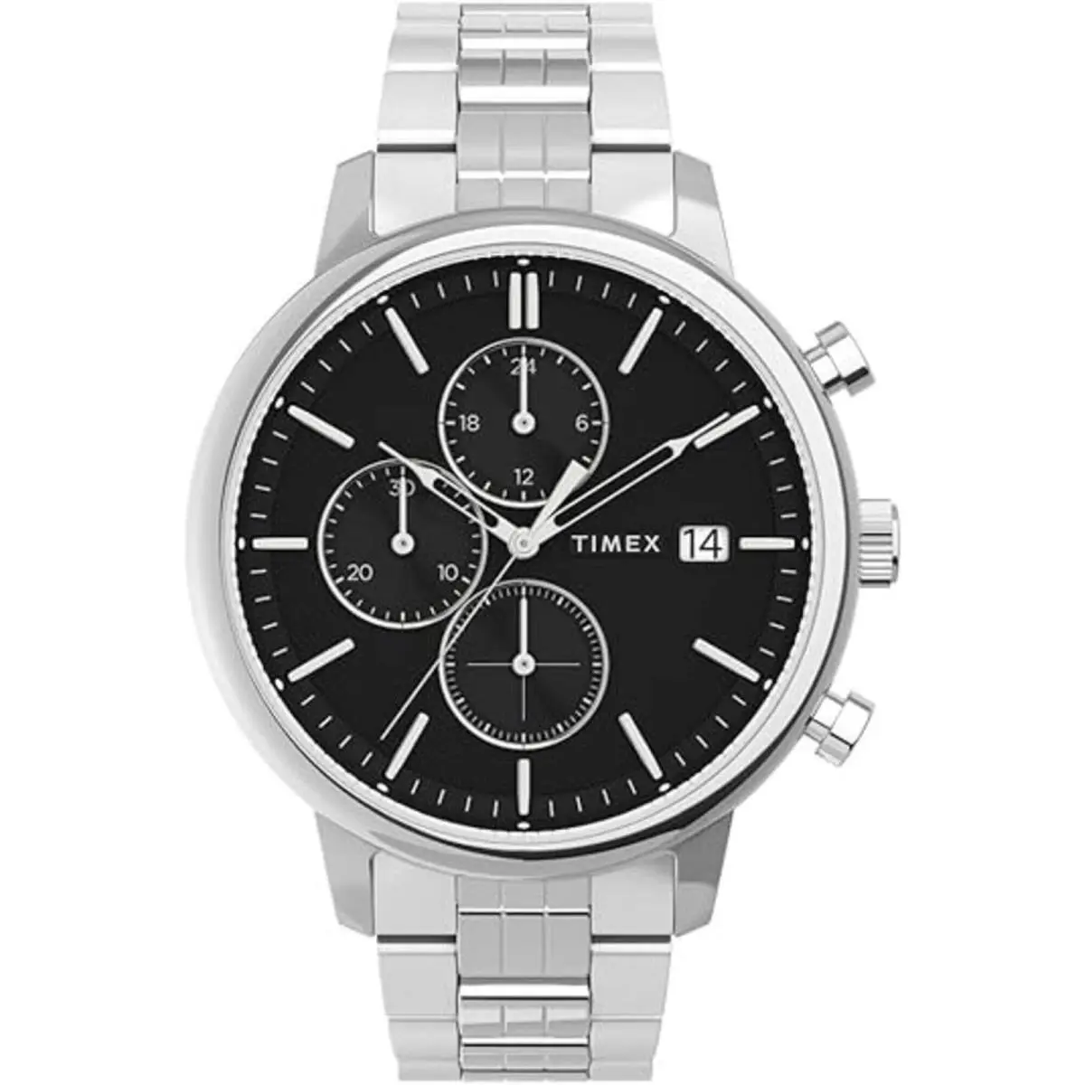 Men`s Watch Chicago Chronograph Black Dial Silver Bracelet TW2V01600VQ by Timex