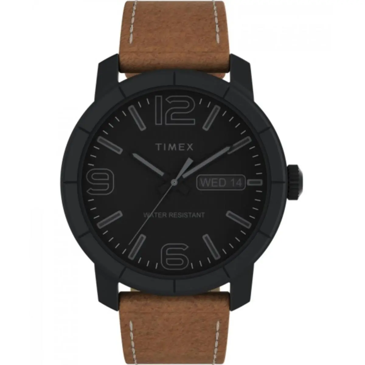 Timex Men`s Watch Quartz Black Dial Brown Leather Strap Date-day TW2W44600JT