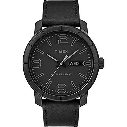TW2R64300JT Men`s Mod 44mm Watch with Leather Strap - Black by Timex