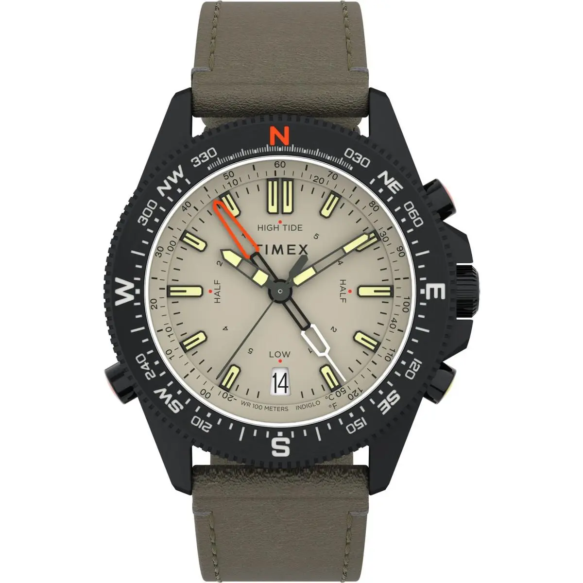Men`s Expedition North Tide-temp-compass 43mm Green/natural/ip Black by Timex