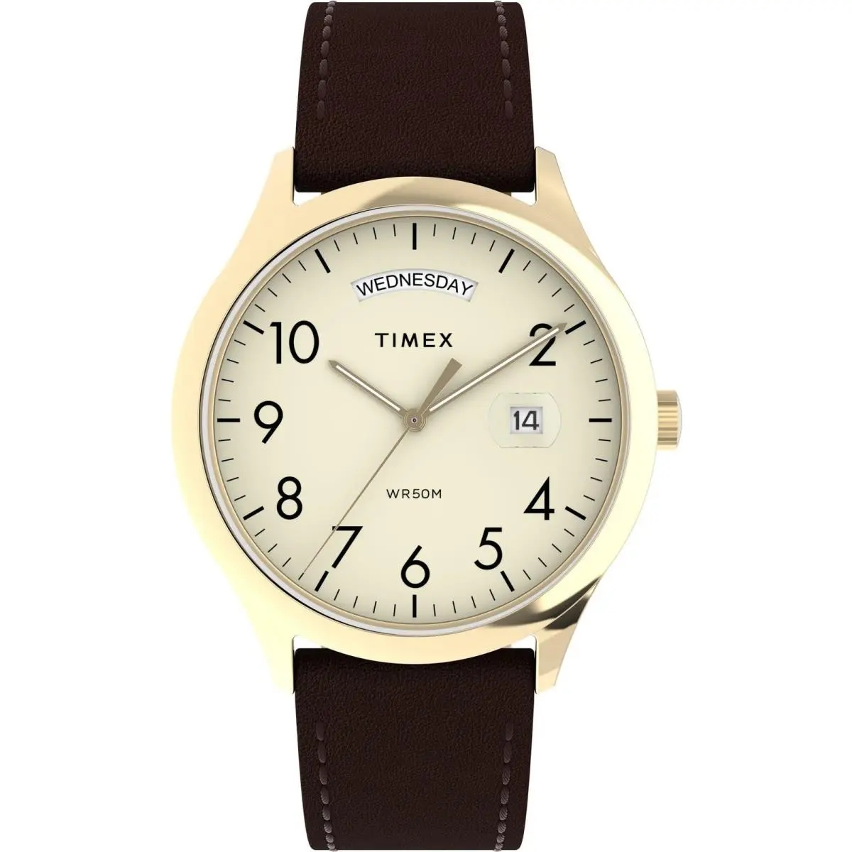 Men`s Modern Easy Reader 40mm Watch - Brown Strap Brown/gold-tone/cream by Timex