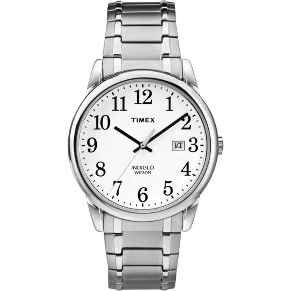 Men`s TW2P81300 Easy Reader 38mm Silver-Tone/Silver-Tone/White/A/38mm by Timex