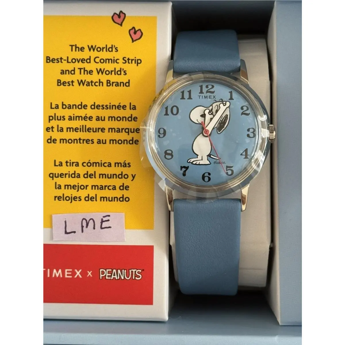 X Peanuts Marlin Snoopy 34mm Watch Blue Dial Leather Strap by Timex