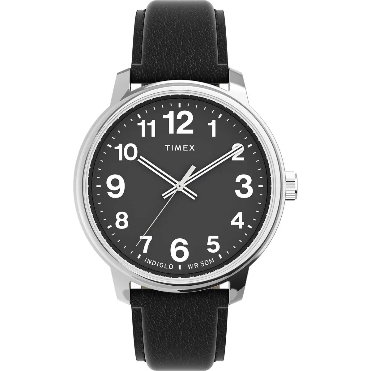 Men`s Easy Reader Bold 43mm Watch – 43mm Black/Silver-Tone/Black/43mm by Timex