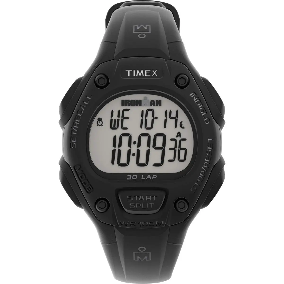 Unisex Ironman Classic 30 34mm Resin Strap Watch – Black/digital/black by Timex