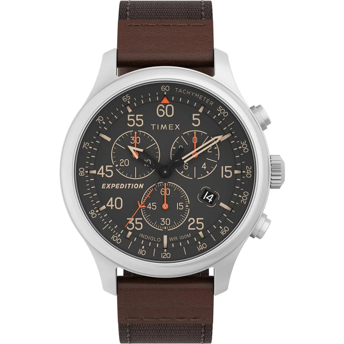 Men`s Expedition Field Chrono 43mm Watch - Brown Brown/black/silver by Timex