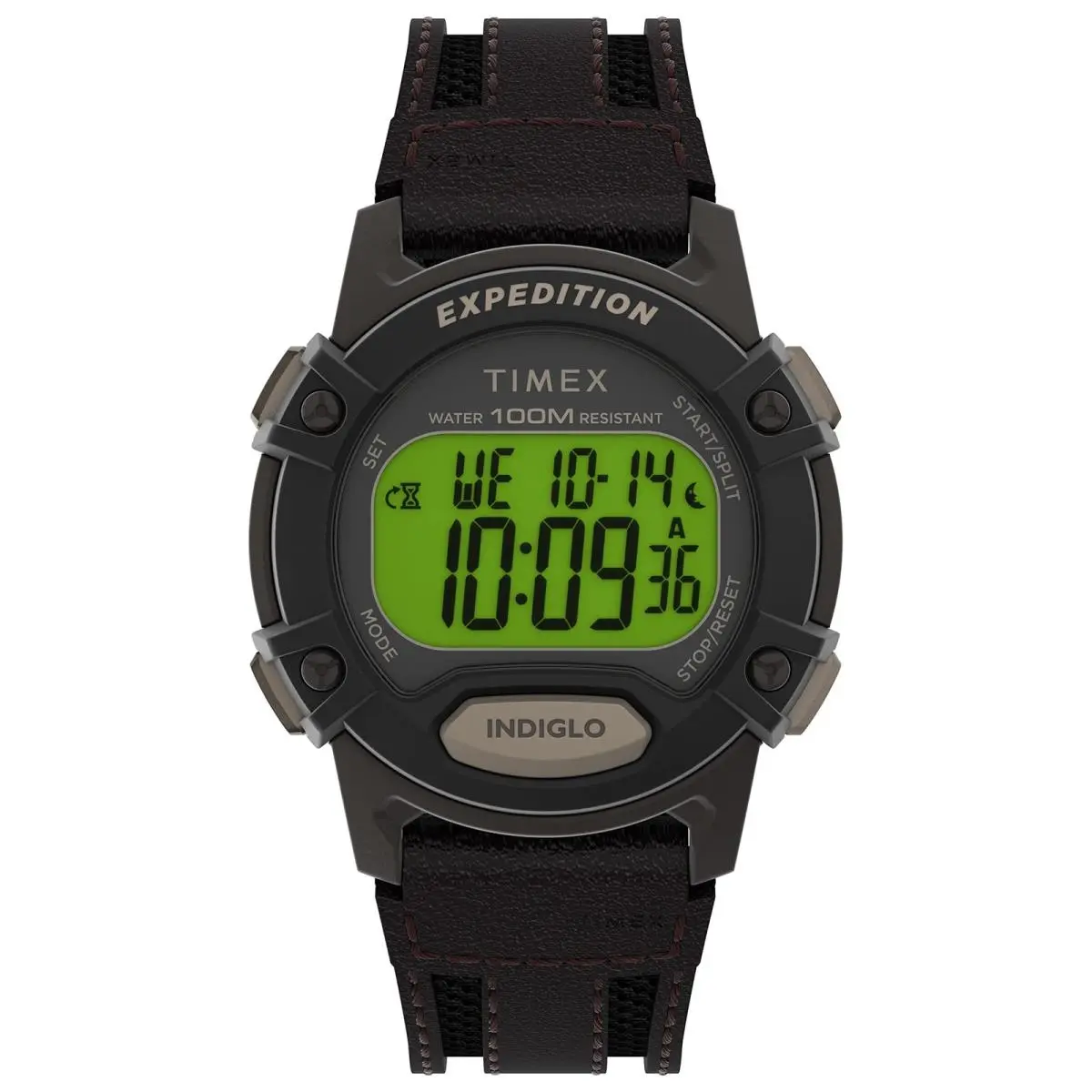 Men`s Expedition Digital CAT5 41mm Watch Brown/digital Green/brown by Timex