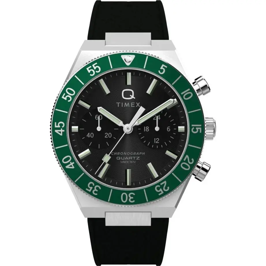 Timex Mens Q Continental Chronograph Black Dial Watch TW2Y56100