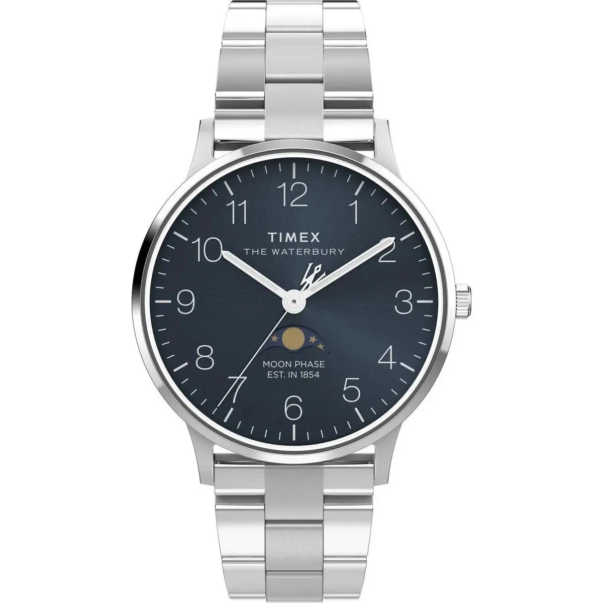 Timex Waterbury Classic Moon Phase Silver Men`s Watch TW2W75700