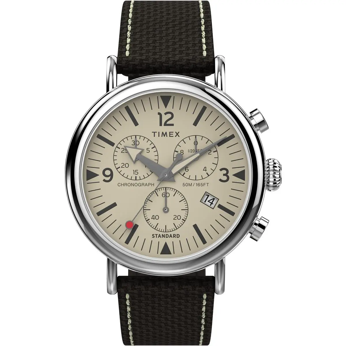 Men`s Chronograph 41mm Watch - Brown One Size Brown/cream/silver-tone by Timex