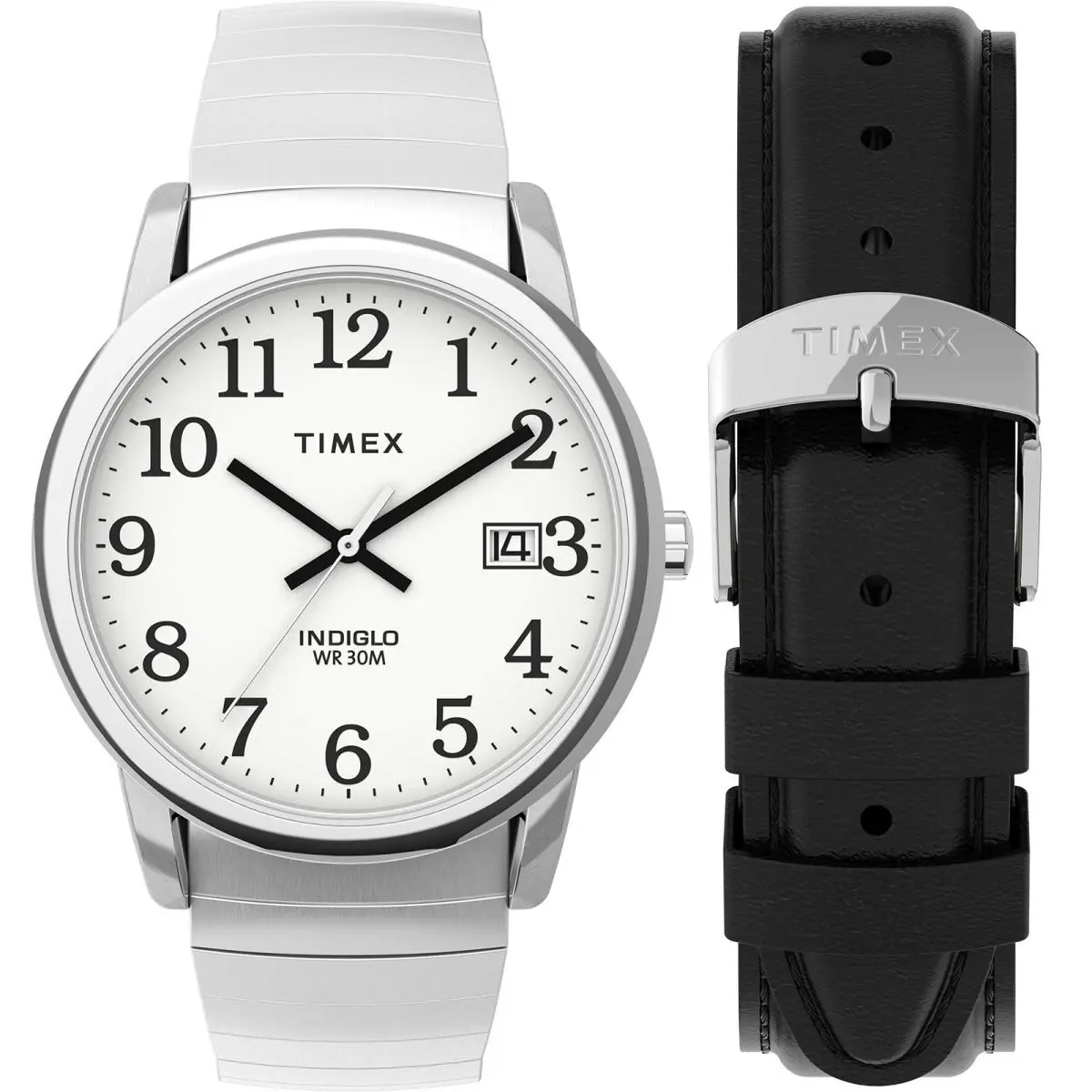 Men`s Easy Reader 35mm Watch 35mm Silver-Tone/Silver-Tone/White/D/35mm by Timex