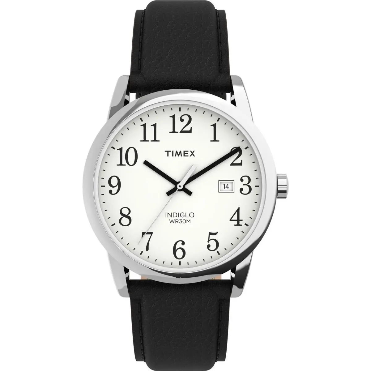 Men`s Easy Reader 38mm Watch – 38mm Black/Silver-Tone/White/38mm by Timex