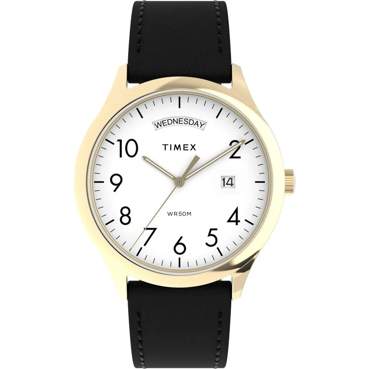 Men`s Modern Easy Reader 40mm Watch - Black Strap Black/gold-tone/white by Timex