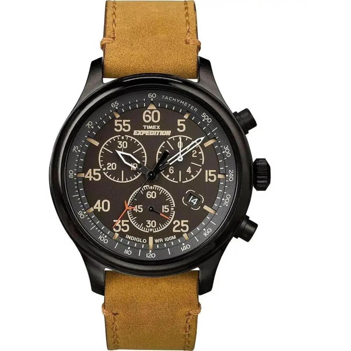 Men’s Expedition Field Chrono 43mm Watch – 43mm Tan/black Leather by Timex