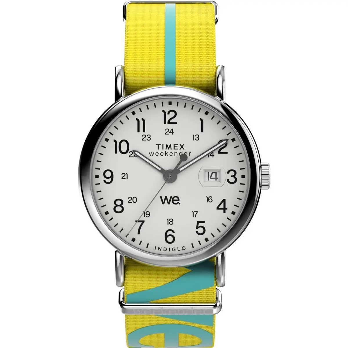 Men`s Weekender 40mm Watch - Yellow Strap Yellow/silver-tone/white by Timex